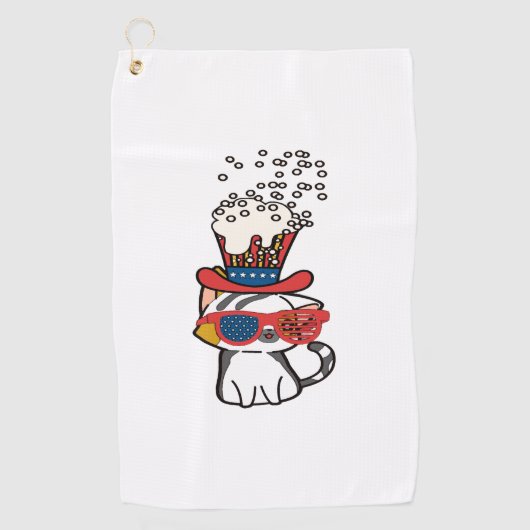 Serviette De Golf Lunettes de soleil de chat drapeau Usa (Devant)