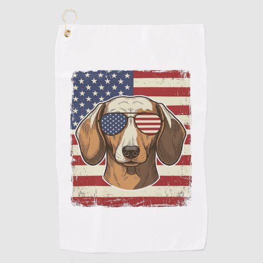 Serviette De Golf Lunettes de soleil vectorielles avec drapeau de da (Devant)