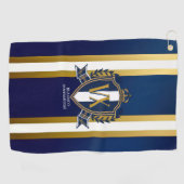 Serviette De Golf Luxury Blue and White Monogrammed Crest Decorative (Horizontal)