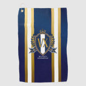 Serviette De Golf Luxury Blue and White Monogrammed Crest Decorative (Devant)