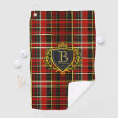 Serviette De Golf Luxury Monogram Red Gold Tartan  (En situation)