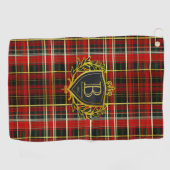Serviette De Golf Luxury Monogram Red Gold Tartan  (Horizontal)