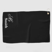 Serviette De Golf M. personnalisé Name Black White Smith (Horizontal)