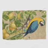 Serviette De Golf Macaw Blue Jaune Tropical Jungle Antique (Horizontal)