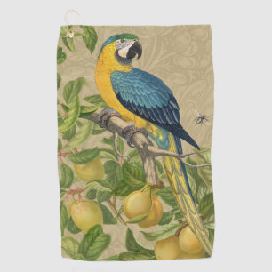 Serviette De Golf Macaw Blue Jaune Tropical Jungle Antique