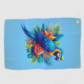 Serviette De Golf Macaw tropicale bleue et colorée (Horizontal)