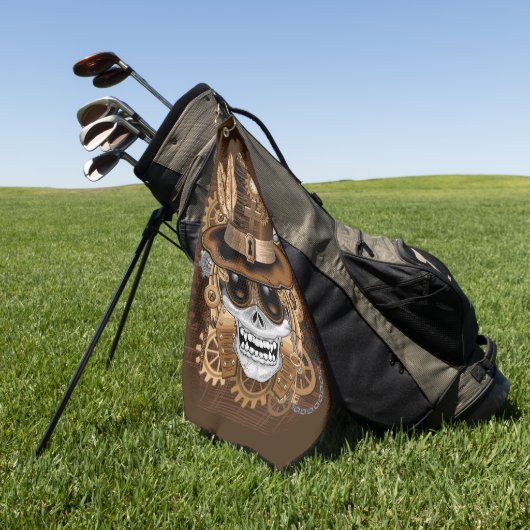 Serviette De Golf Machine rétro Voodoo à vapeur crâne (Vert)