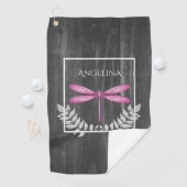 Serviette De Golf Magenta Dragonfly Rustic Golf Towne (En situation)