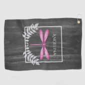 Serviette De Golf Magenta Dragonfly Rustic Golf Towne (Horizontal)