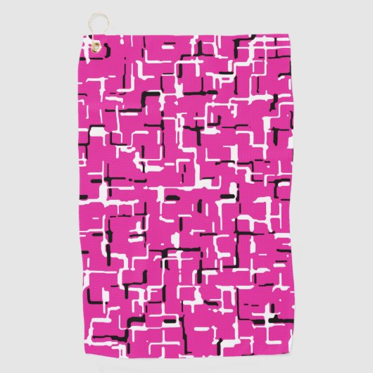 Serviette De Golf Magenta violet rose noir Motif blanc (Devant)