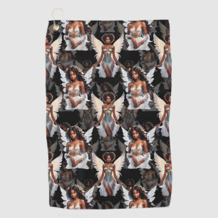 Serviette De Golf Magnifique motif d'anges de fille noire -Sombre