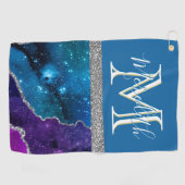 Serviette De Golf Magnifique Turquoise violet personnalisé Monogramm (Horizontal)