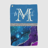 Serviette De Golf Magnifique Turquoise violet personnalisé Monogramm (Devant)