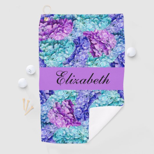 Serviette De Golf Magnifiques fleurs d'hydrangée, personnalisables (En situation)