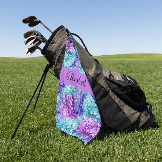 Serviette De Golf Magnifiques fleurs d'hydrangée, personnalisables (Vert)