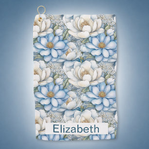 Serviette De Golf Magnolia Bleu et Pivoine Personnalisé