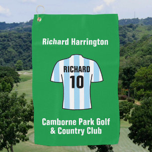 Serviette De Golf Maillot de Football en Rayures Bleu Clair ou Bleu