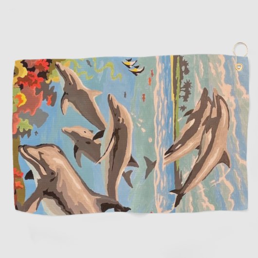Serviette De Golf Main Painted by Number | Dolphins | (Horizontal)