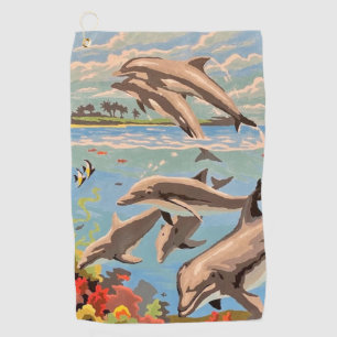Serviette De Golf Main Painted by Number   Dolphins  