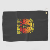 Serviette De Golf Maison hantée drôle d'Halloween sur un design (Horizontal)