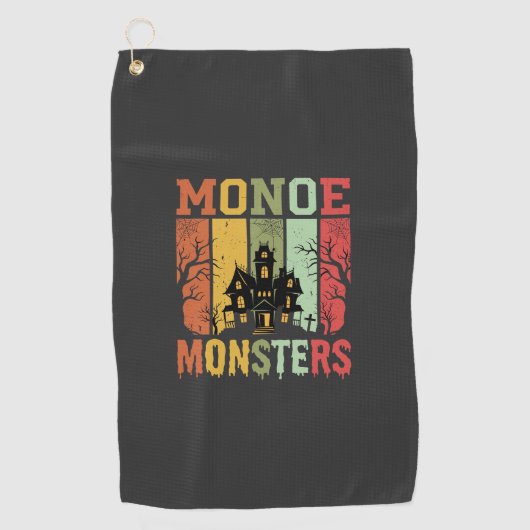 Serviette De Golf Maison Hantée Halloween Monstres Rétro (Devant)