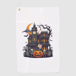 Serviette De Golf Maison Hantée Halloween Squelettes Citrouille Fant