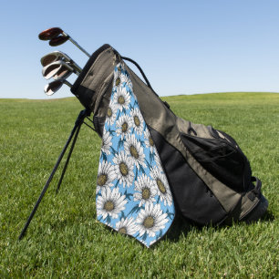 Serviette De Golf Maisonnettes, fleurs sauvages sur bleu
