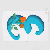 Serviette De Golf Majuscule E monogramme floral (Horizontal)