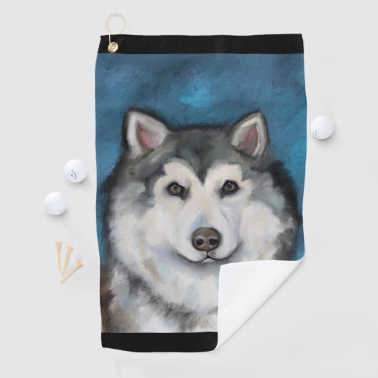 Serviette De Golf Malamute d'Alaska (En situation)