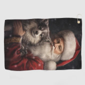 Serviette De Golf Malamute d'Alaska avec Noël du Père Noël (Horizontal)