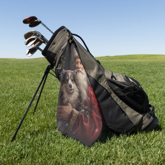 Serviette De Golf Malamute d'Alaska avec Noël du Père Noël (Vert)