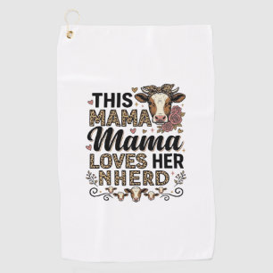 Serviette De Golf Mama Aime Son Troupeau Vintage Cow Mom Shirt Desig