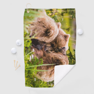 Serviette De Golf Mama bear nourrit ses deux petits, Lake Clark Nati