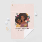 Serviette De Golf Maman et fille noire personnalisée (14) (En situation)