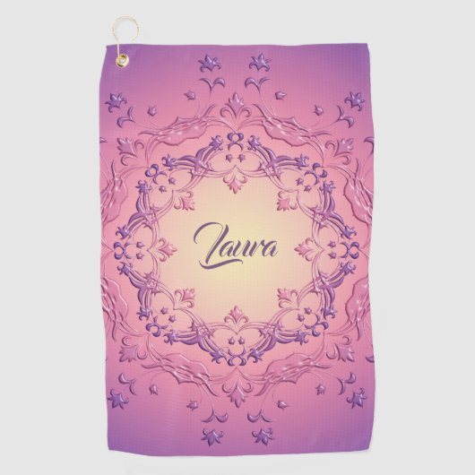 Serviette De Golf Mandala à fleurs ethniques. Couronne florale (Devant)