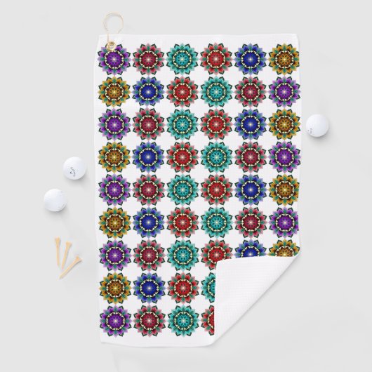 Serviette De Golf Mandala en différentes couleurs (En situation)