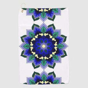 Serviette De Golf Mandala Motif 02 en bleu foncé
