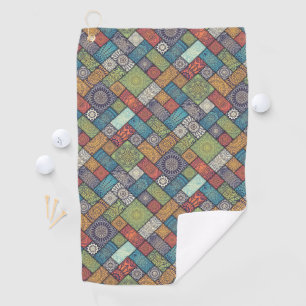 Serviette De Golf Mandalas carré rectangles de couleurs muettes moti
