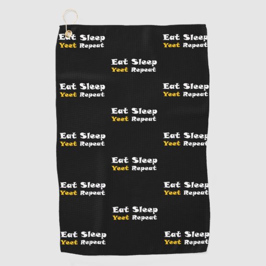 Serviette De Golf Manger Dormir Yeet Répéter Texte Phrase Virale Yee (Devant)