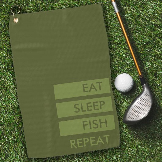 Serviette De Golf Mangez du poisson de sommeil Répéter la pêche vert