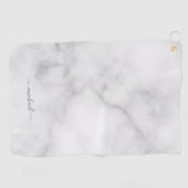 Serviette De Golf Marbre blanc de nom personnalisé de script moderne (Horizontal)