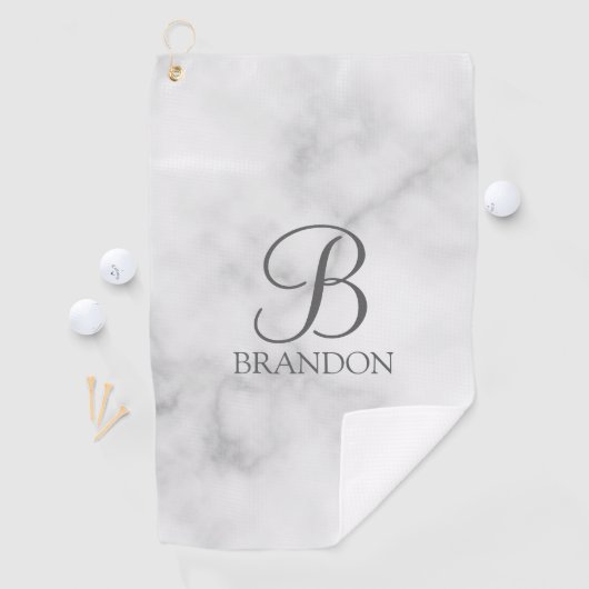 Serviette De Golf Marbre blanc de script personnalisé Monogramme et  (En situation)