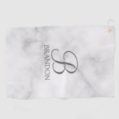 Serviette De Golf Marbre blanc de script personnalisé Monogramme et  (Horizontal)