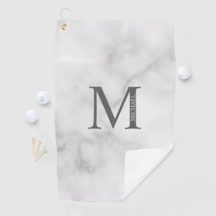 Serviette De Golf Marbre blanc Monogramme personnalisé et nom
