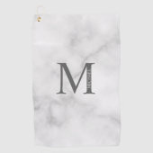Serviette De Golf Marbre blanc Monogramme personnalisé et nom (Devant)