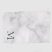 Serviette De Golf Marbre blanc Monogramme personnalisé et nom (Horizontal)