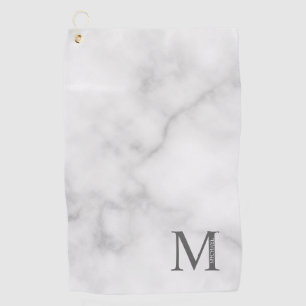 Serviette De Golf Marbre blanc Monogramme personnalisé et nom