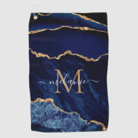 Marbre bleu marine Marbre or Monogramme Nom Servie