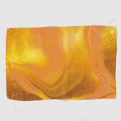 Serviette De Golf Marbre Coucher de Soleil Doré (Horizontal)