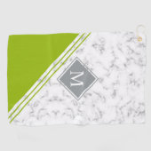 Serviette De Golf Marbre gris vert citron moderne et élégant (Horizontal)